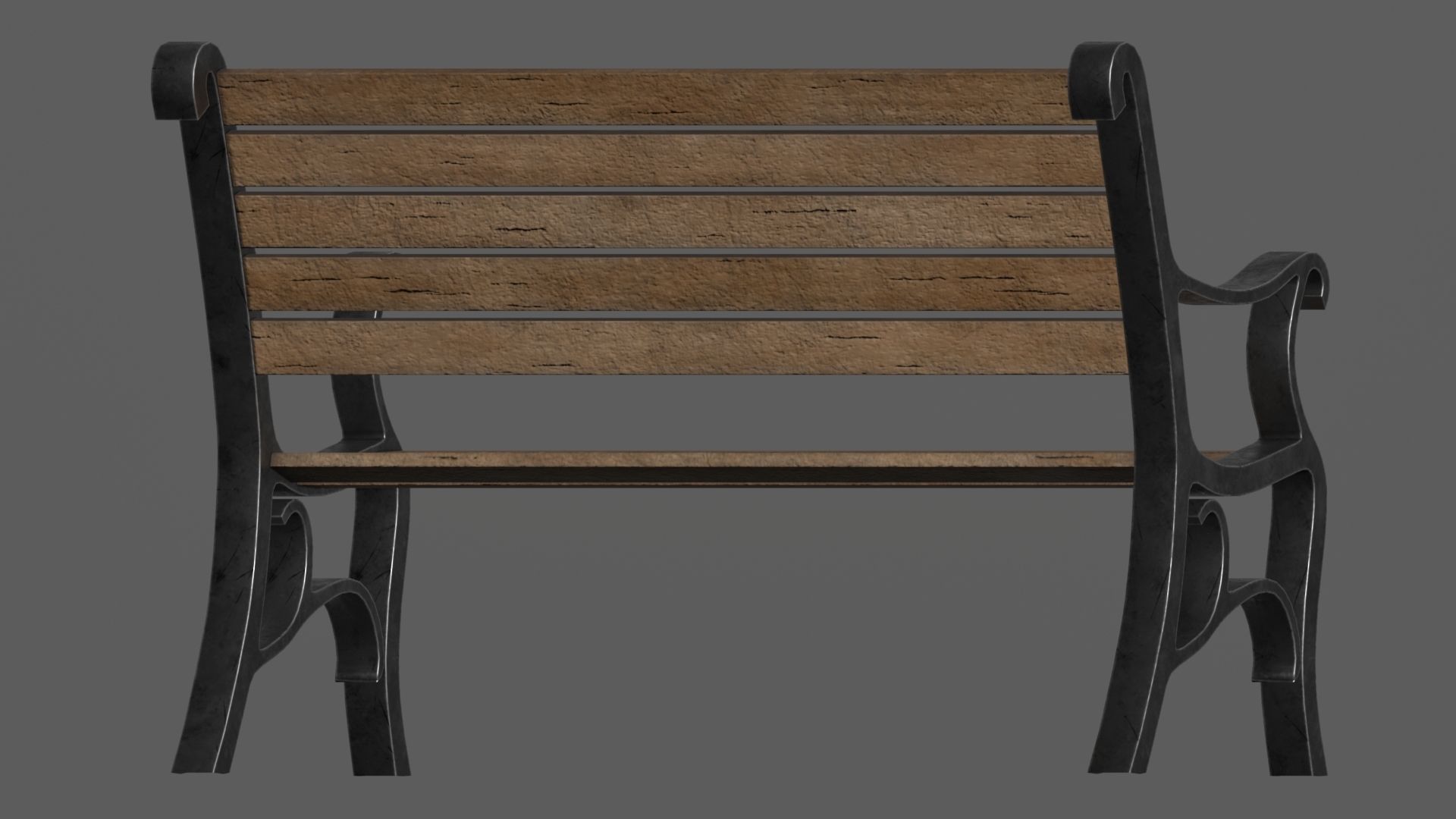 Park Bench Low-poly 3D model_10