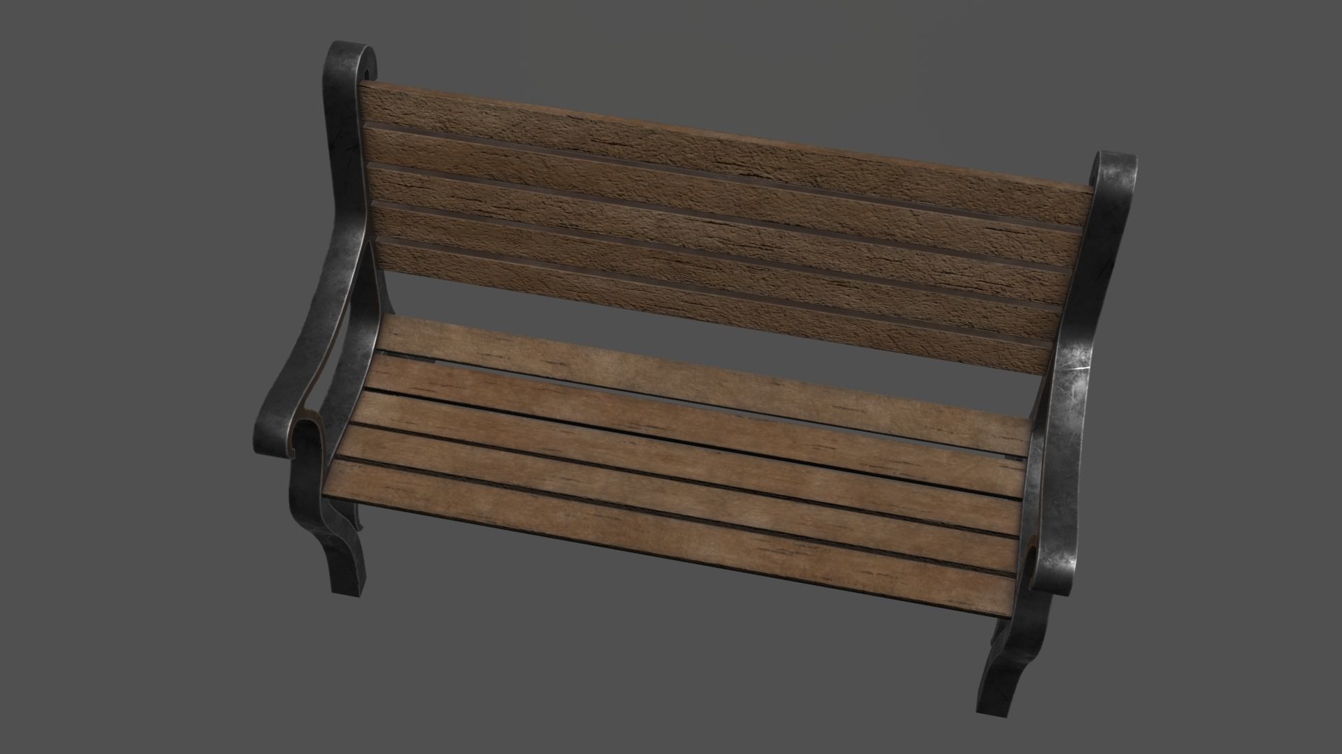 Park Bench Low-poly 3D model_2