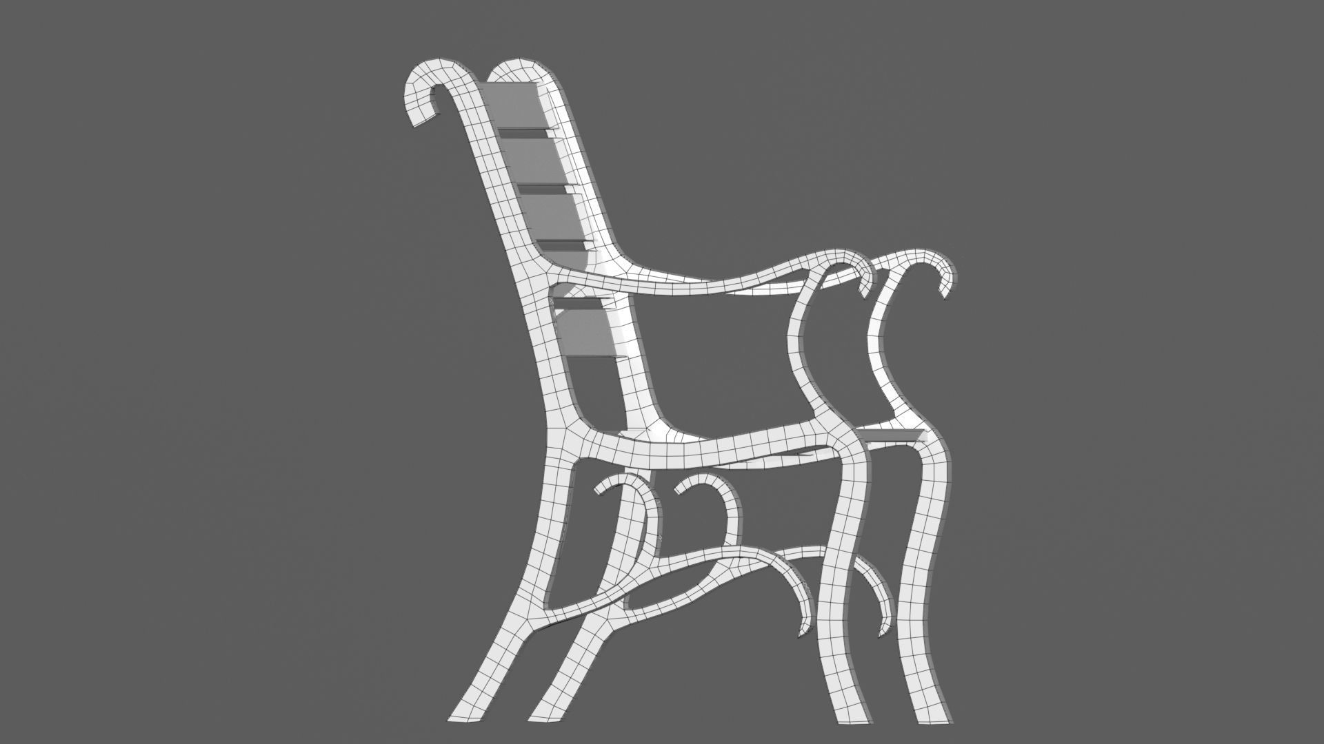 Park Bench Low-poly 3D model_20