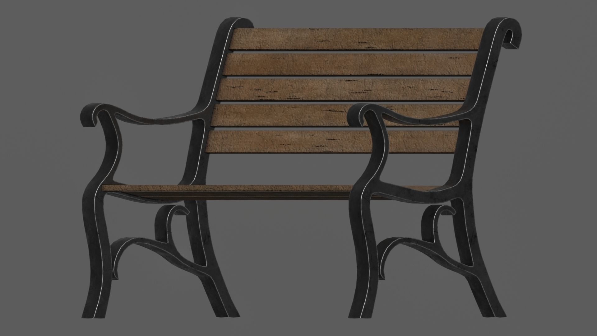 Park Bench Low-poly 3D model_4