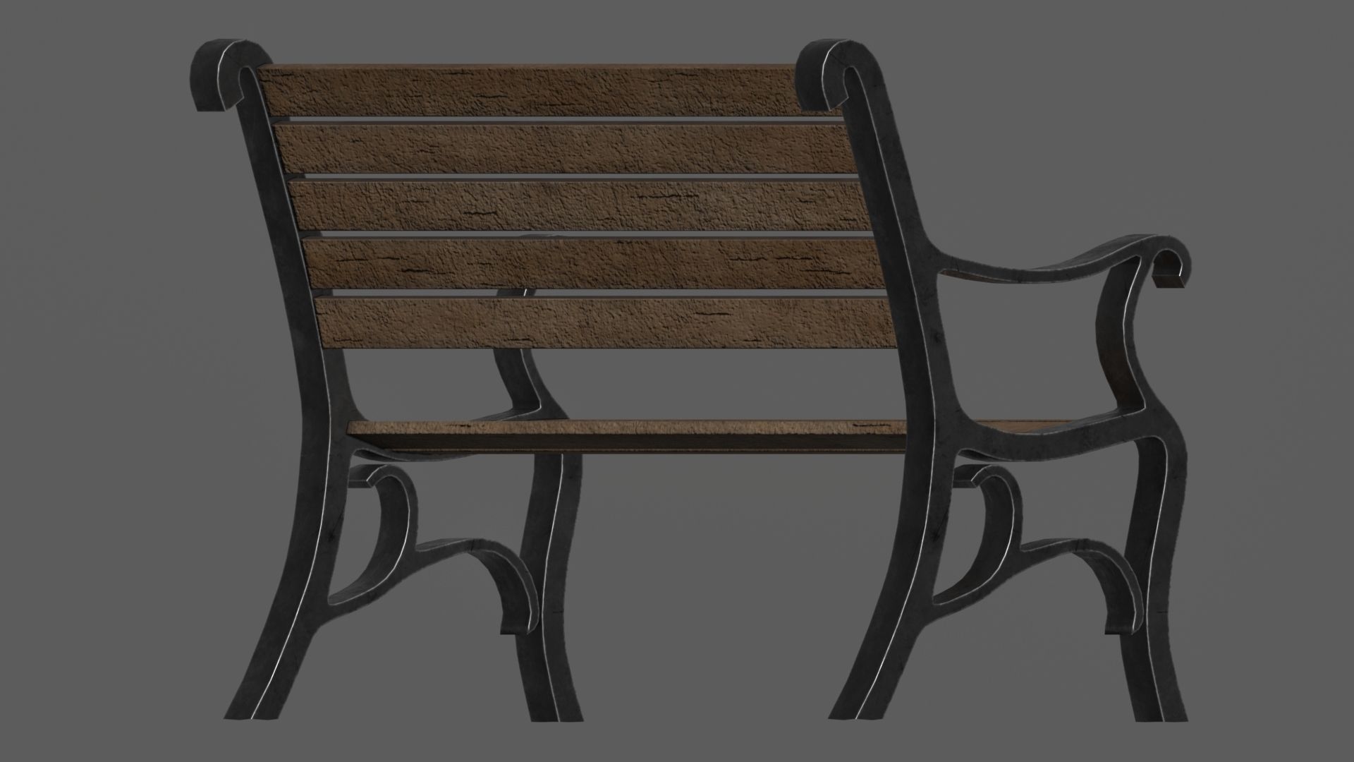 Park Bench Low-poly 3D model_11