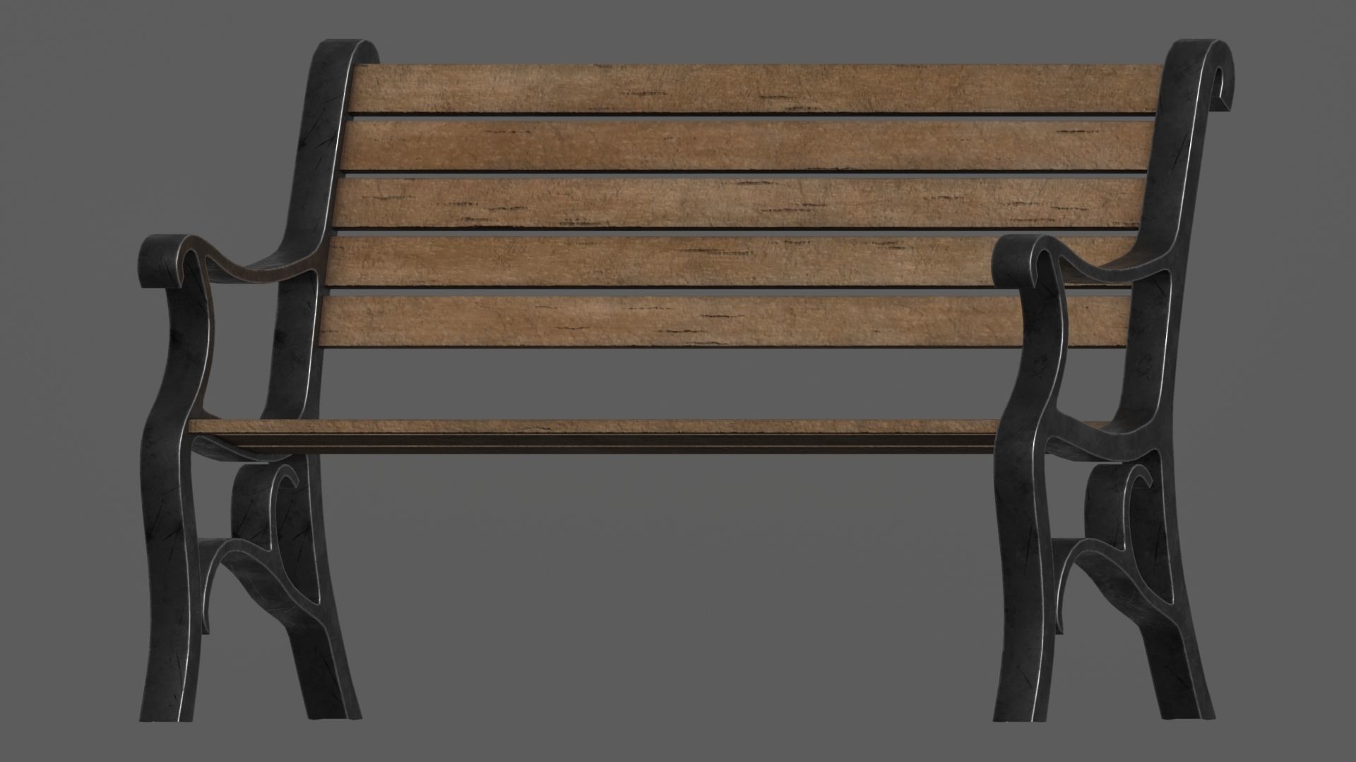 Park Bench Low-poly 3D model_3