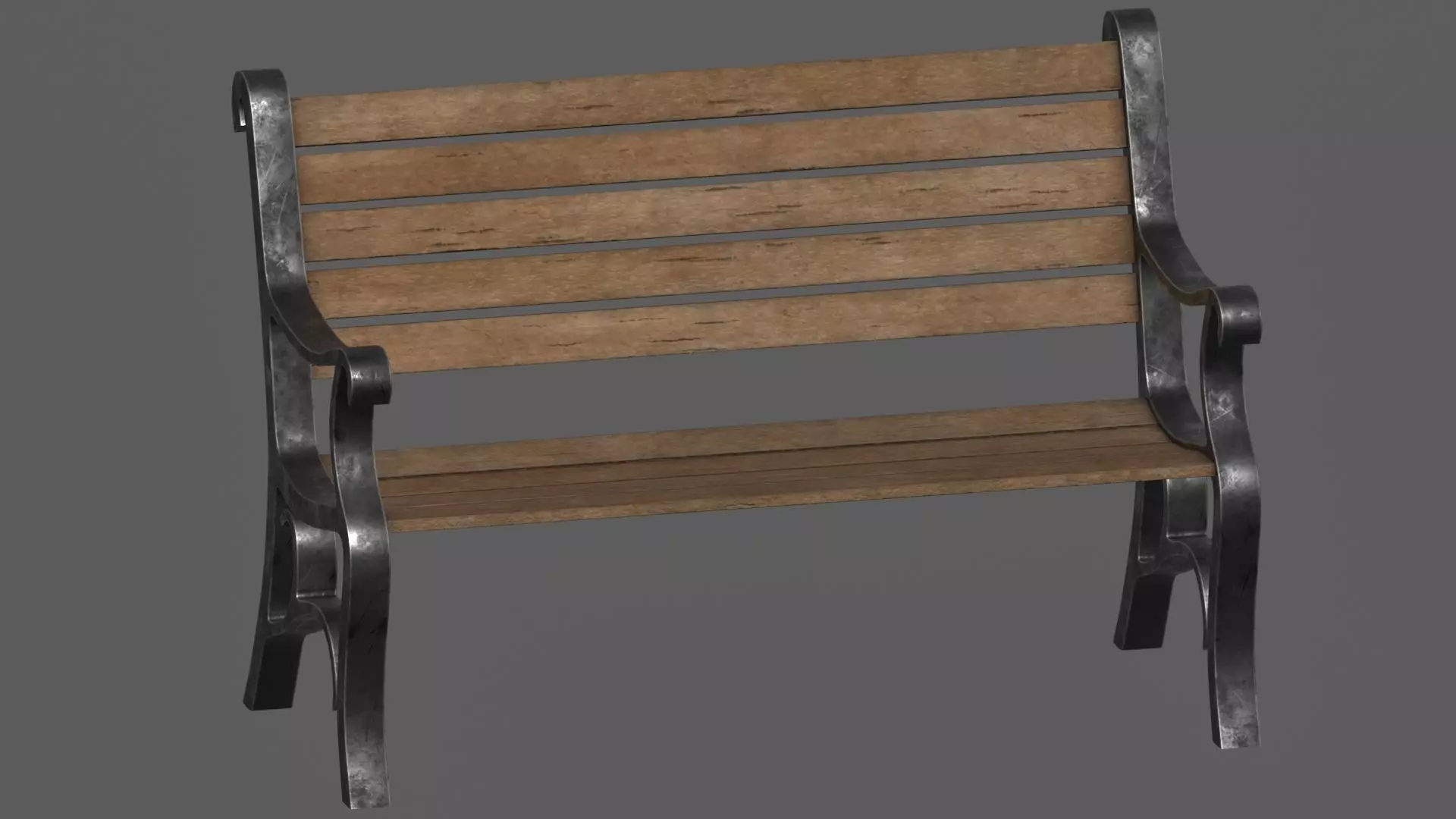 Park Bench Low-poly 3D model_0
