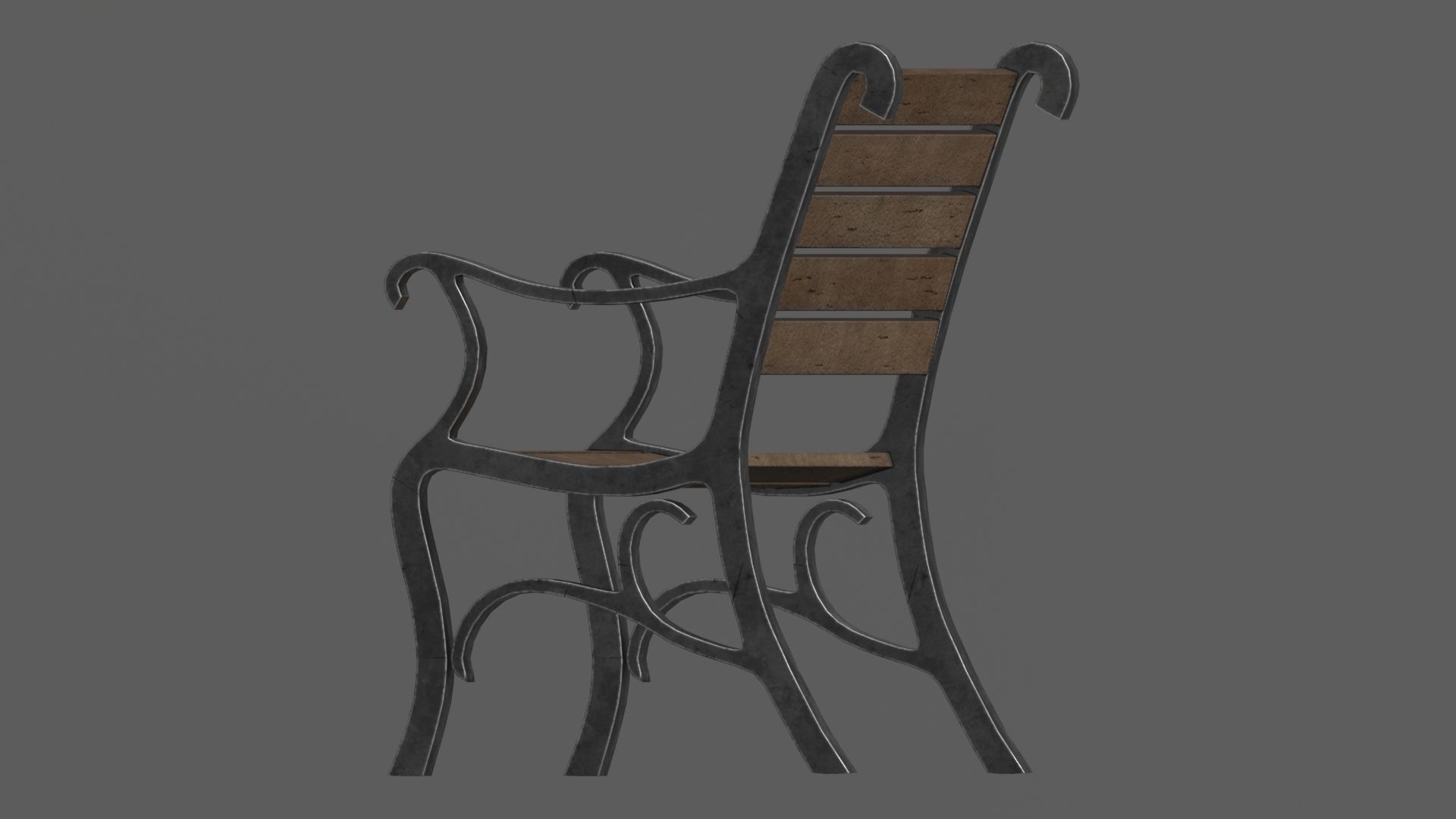 Park Bench Low-poly 3D model_6