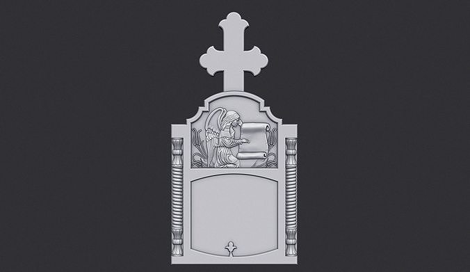 Memorial Tombstone with Cross 3D print model