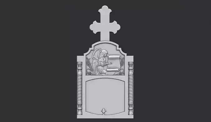 Memorial Tombstone with Cross 3D print model