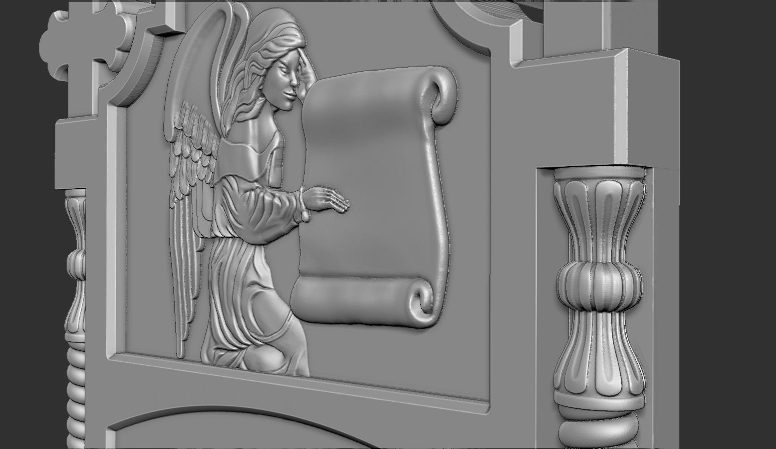 Memorial Tombstone with Cross  3D print model_12