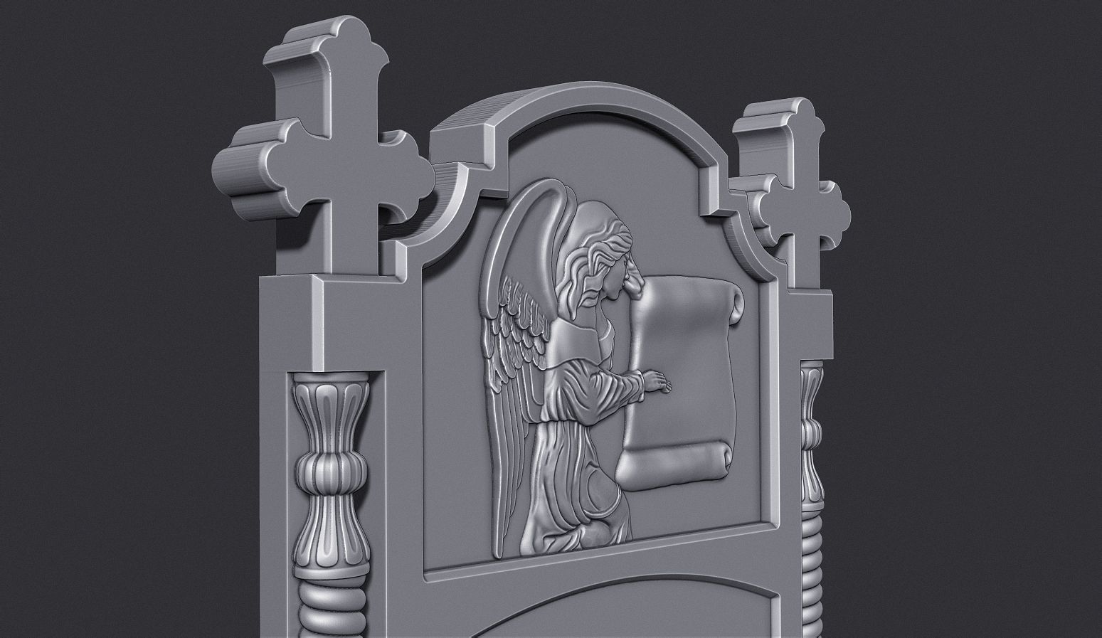 Memorial Tombstone with Cross  3D print model_3