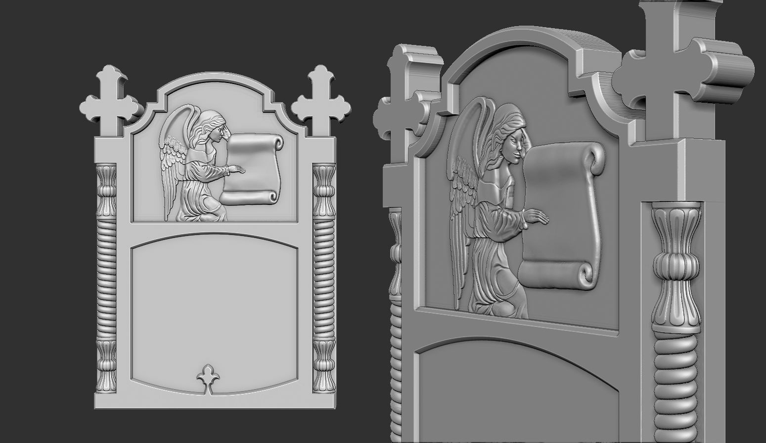 Memorial Tombstone with Cross  3D print model_9
