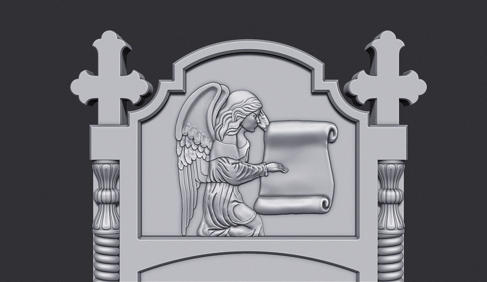 Memorial Tombstone with Cross  3D print model_4