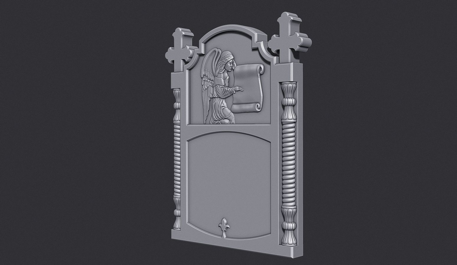 Memorial Tombstone with Cross  3D print model_1