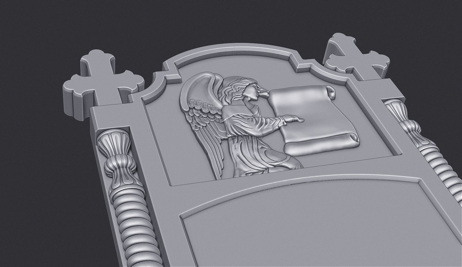 Memorial Tombstone with Cross  3D print model_5