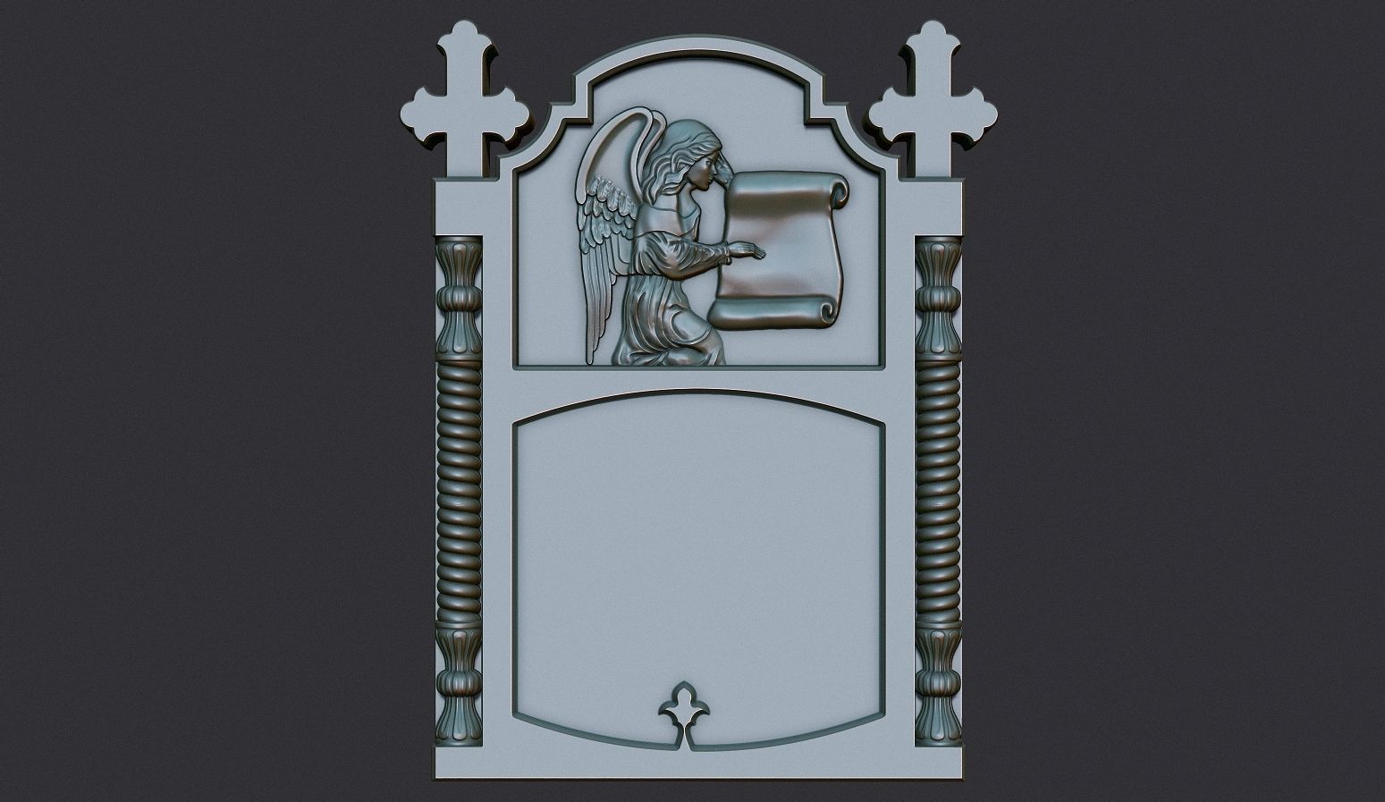 Memorial Tombstone with Cross  3D print model_11