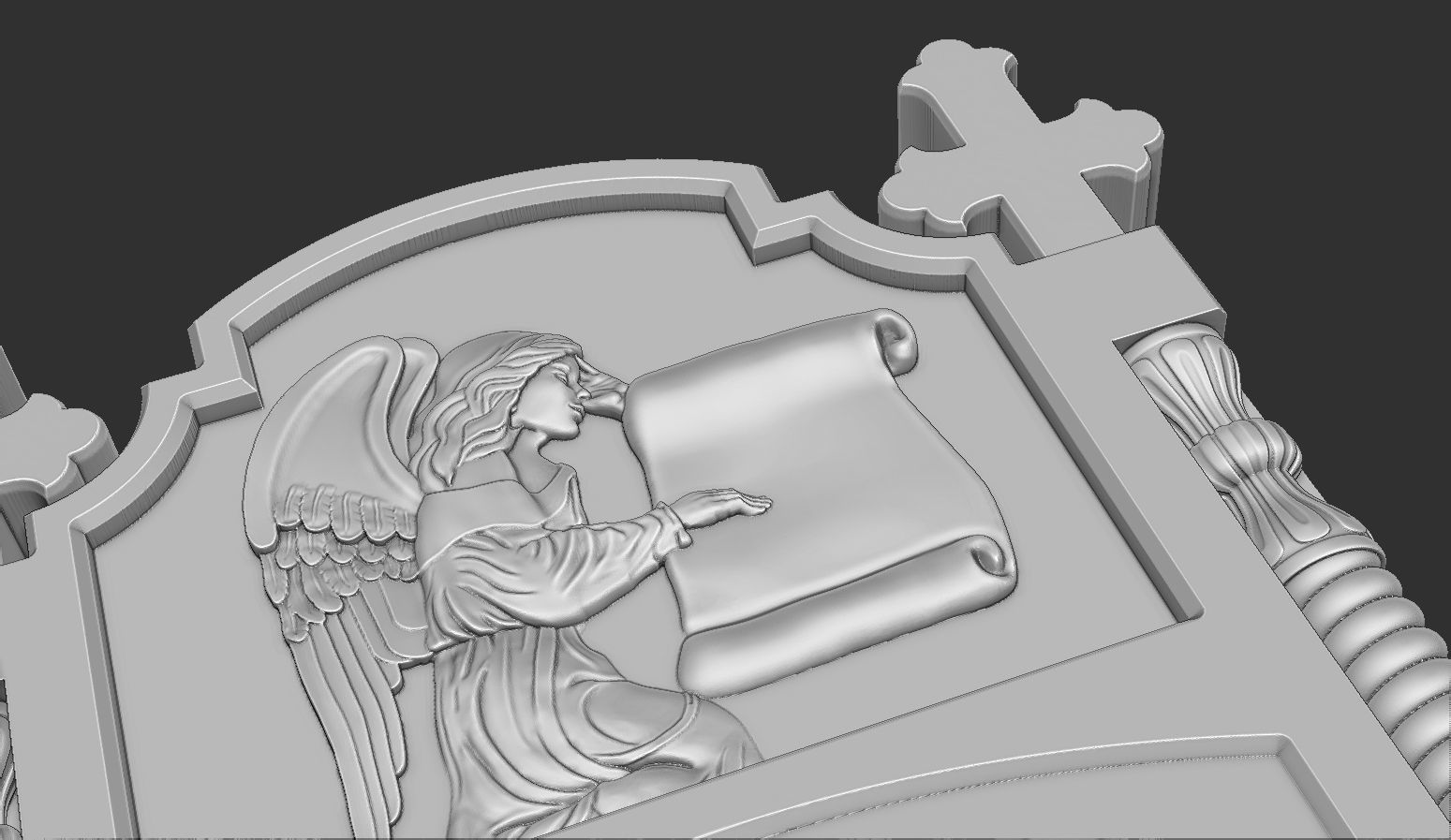 Memorial Tombstone with Cross  3D print model_10