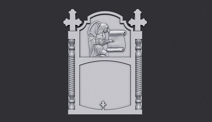Memorial Tombstone with Cross  3D print model
