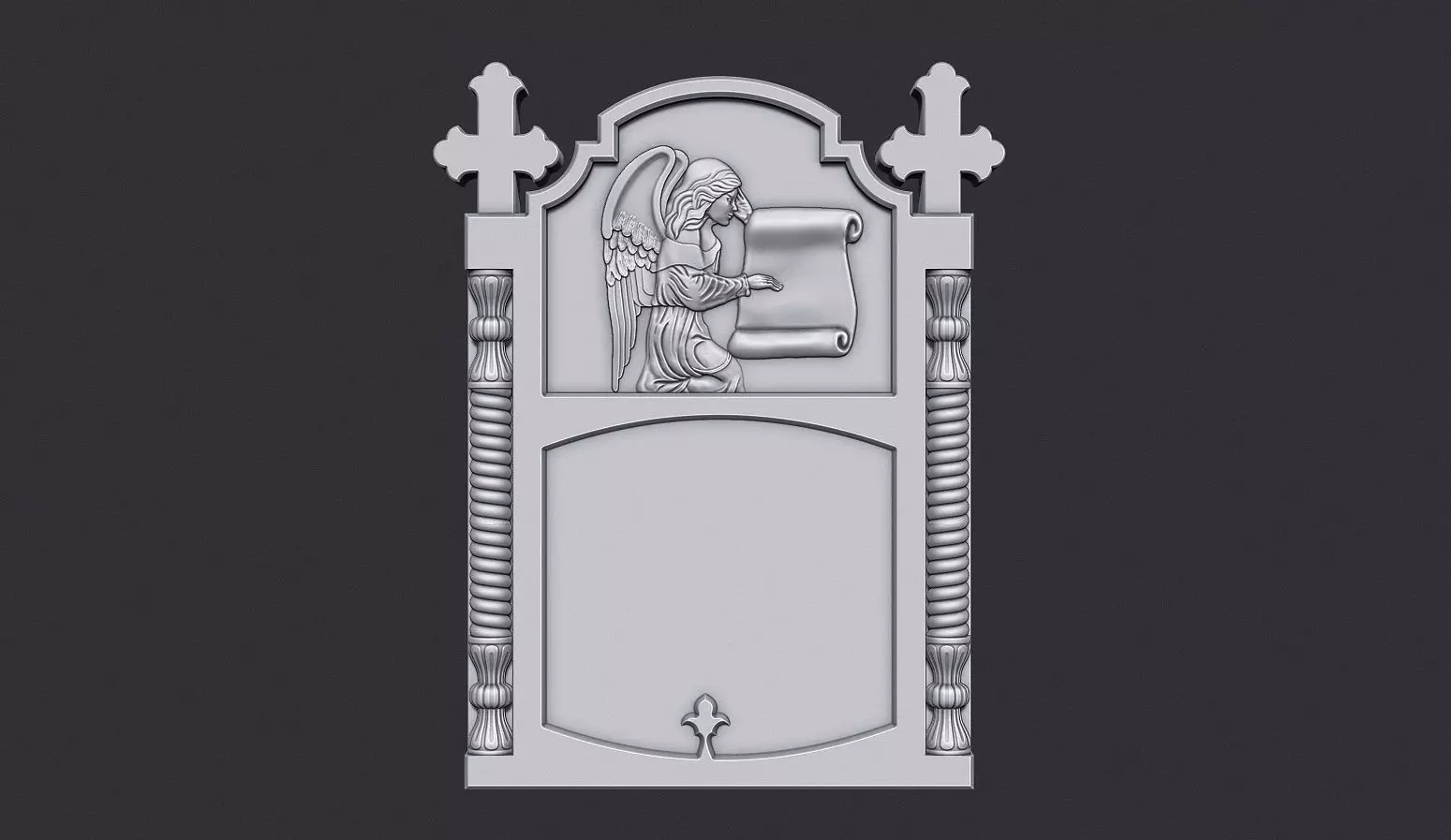 Memorial Tombstone with Cross  3D print model_0