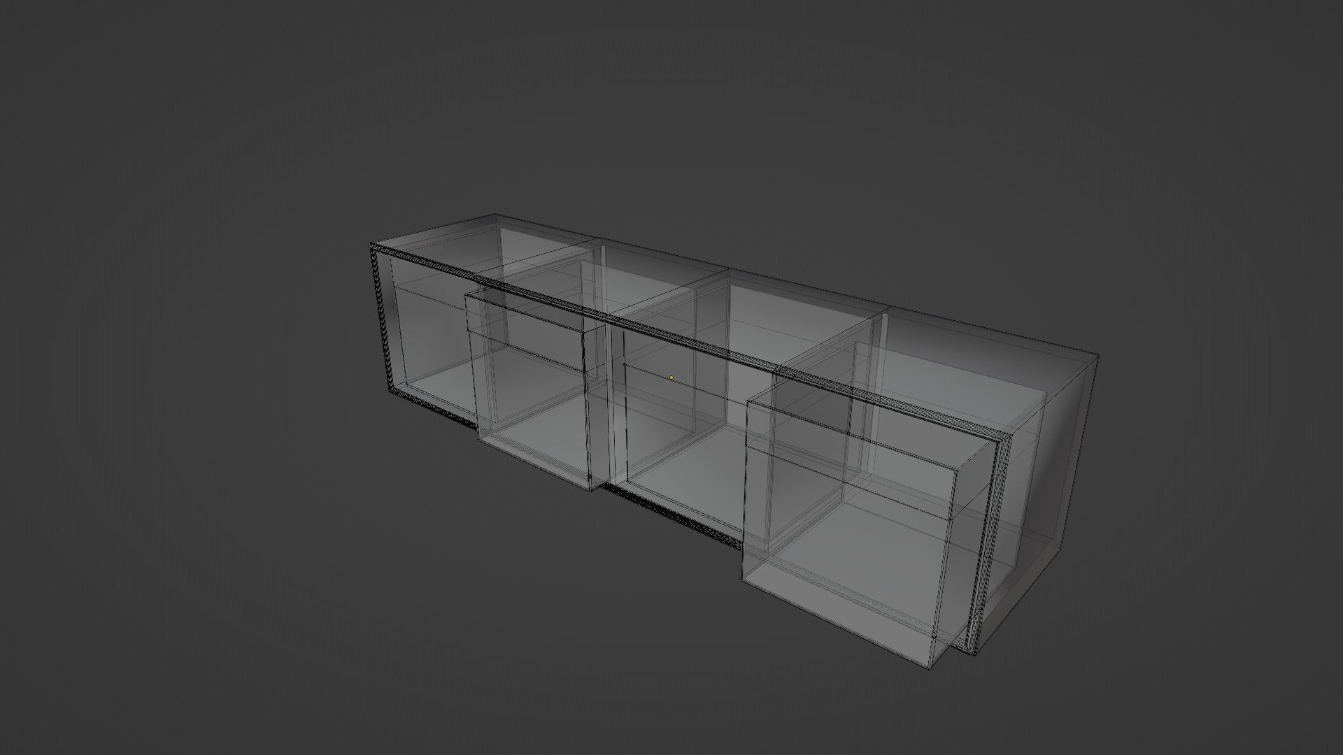 Wall cabinet wood pattern four compartments four boxes 3D model_7