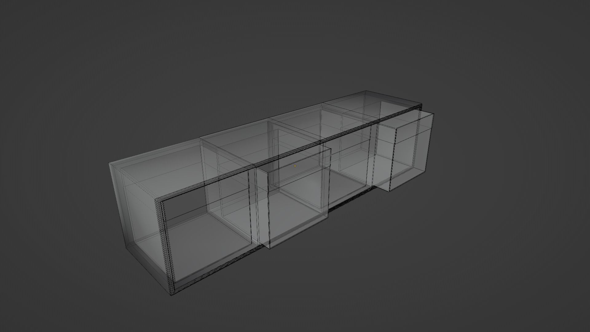 Wall cabinet wood pattern four compartments four boxes 3D model_8