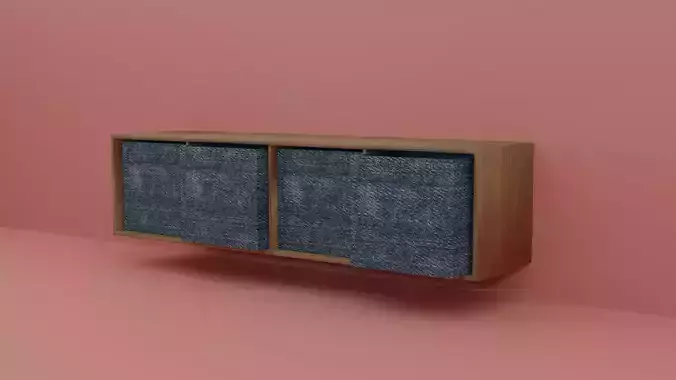 Wall cabinet wood pattern four compartments four boxes