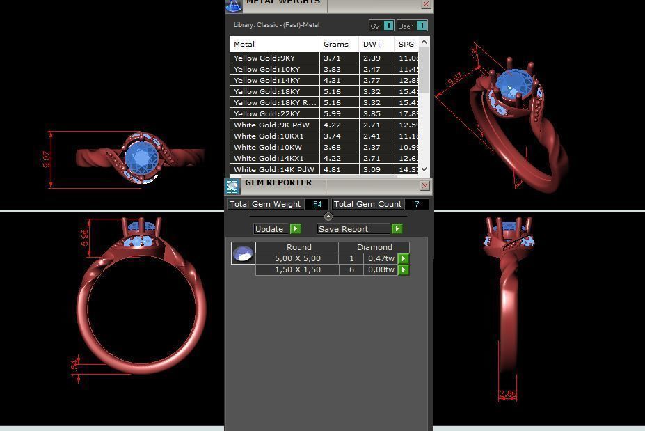solitaire with ring sizes  8 part S11 3D print model_12
