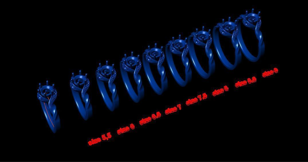 solitaire with ring sizes  8 part S11 3D print model_13