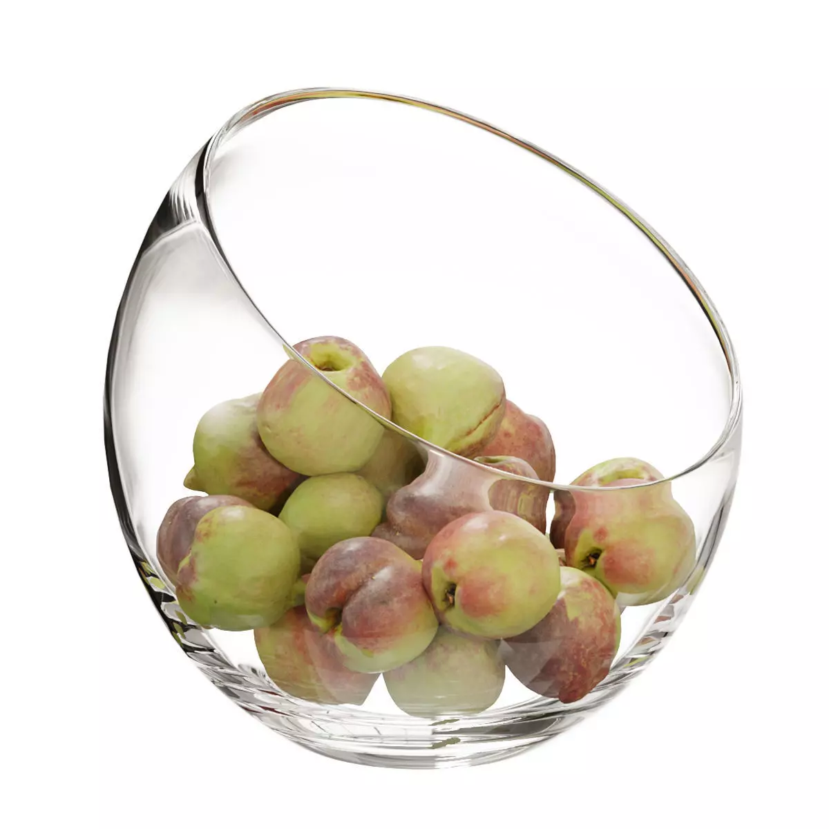 Large Slant Fruit Bowl peach 02 3D model_0