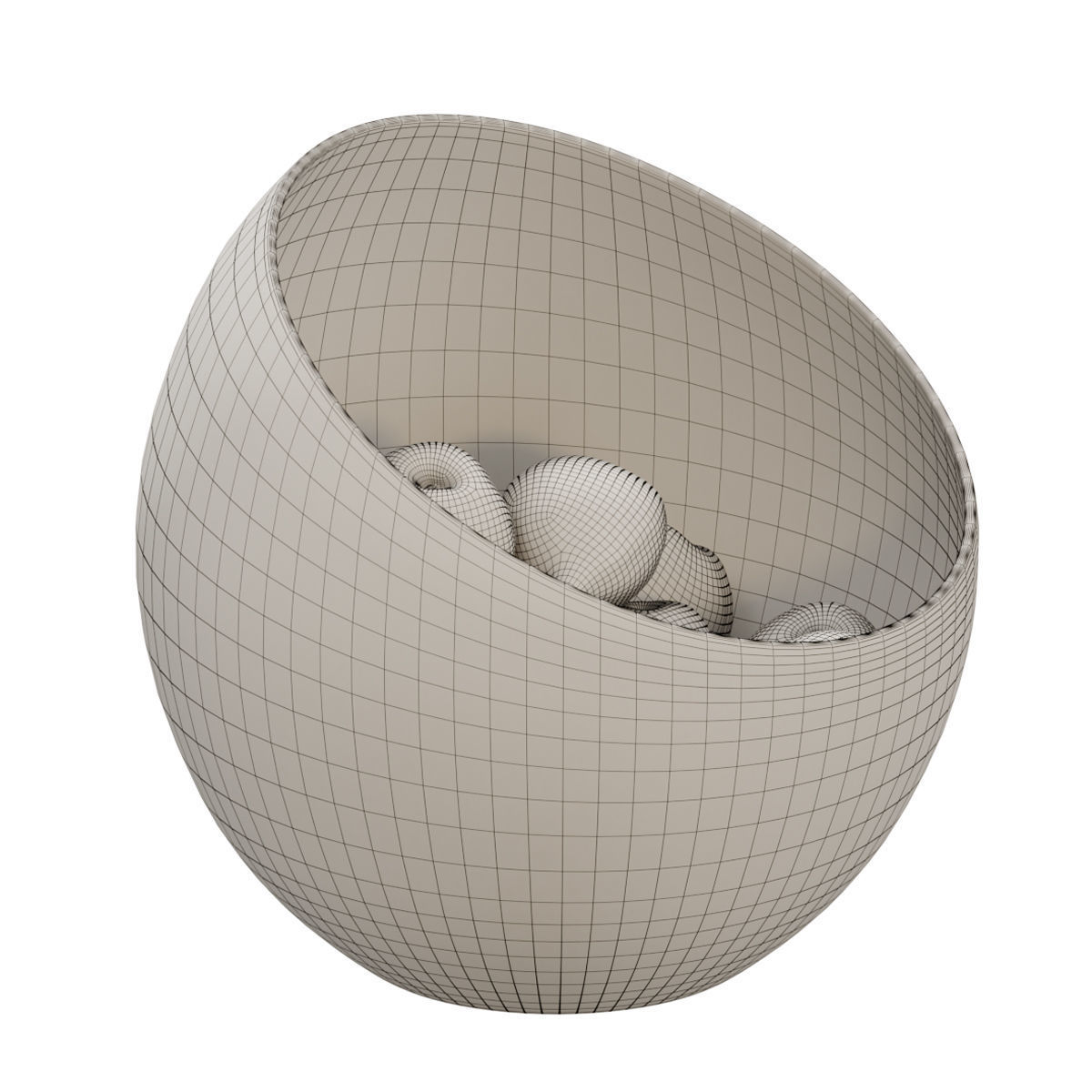 Large Slant Fruit Bowl peach 02 3D model_6