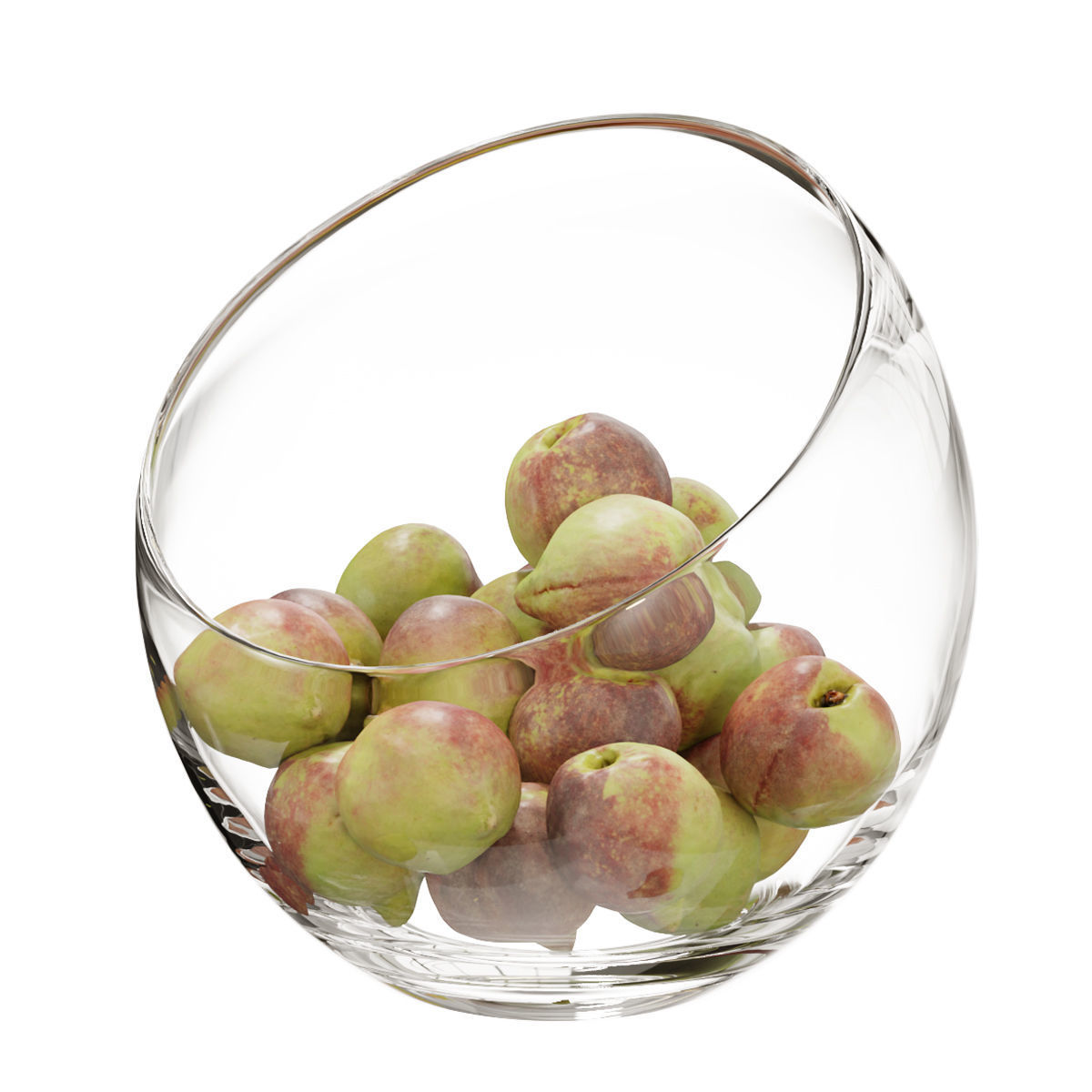 Large Slant Fruit Bowl peach 02 3D model_4