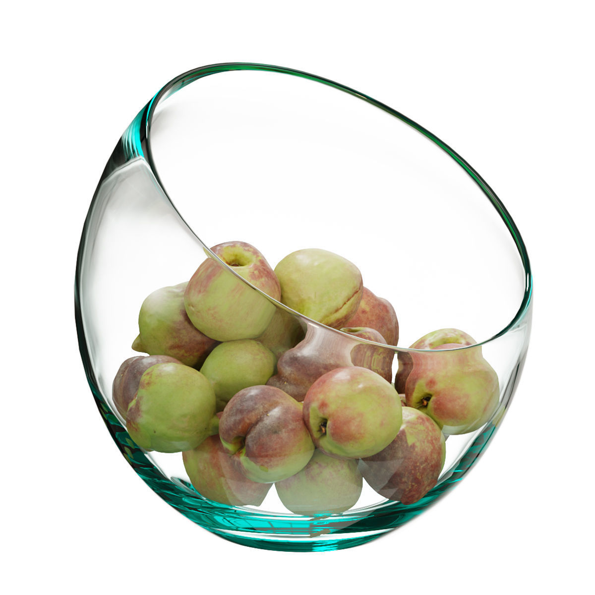 Large Slant Fruit Bowl peach 02 3D model_1