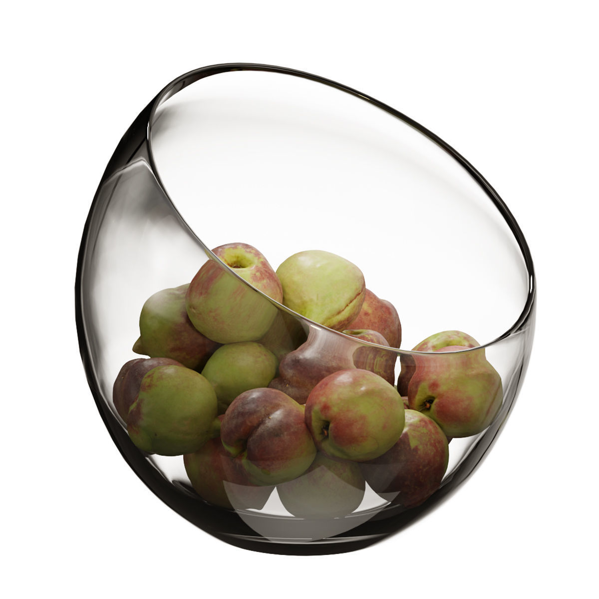 Large Slant Fruit Bowl peach 02 3D model_2