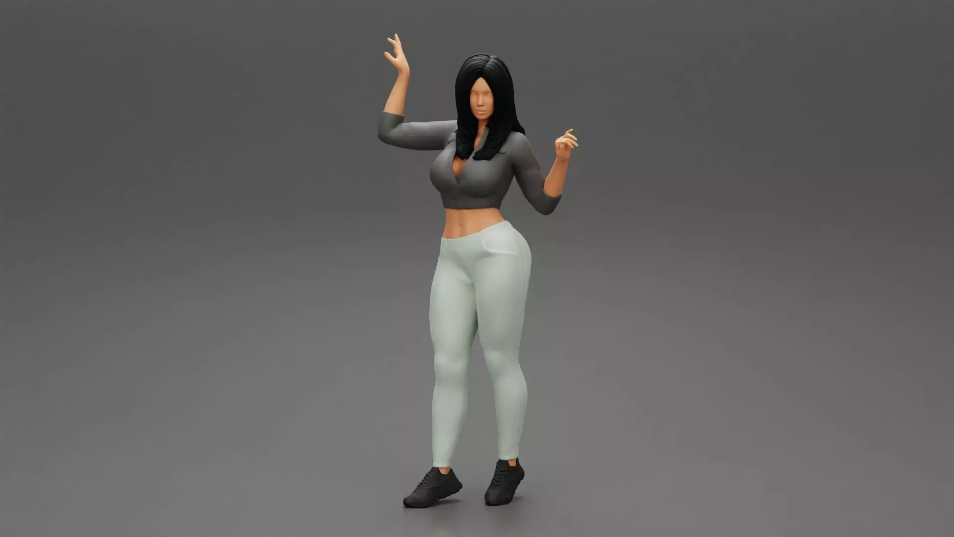 Girl Posing In Short Shirt Showing Belly 3D print model