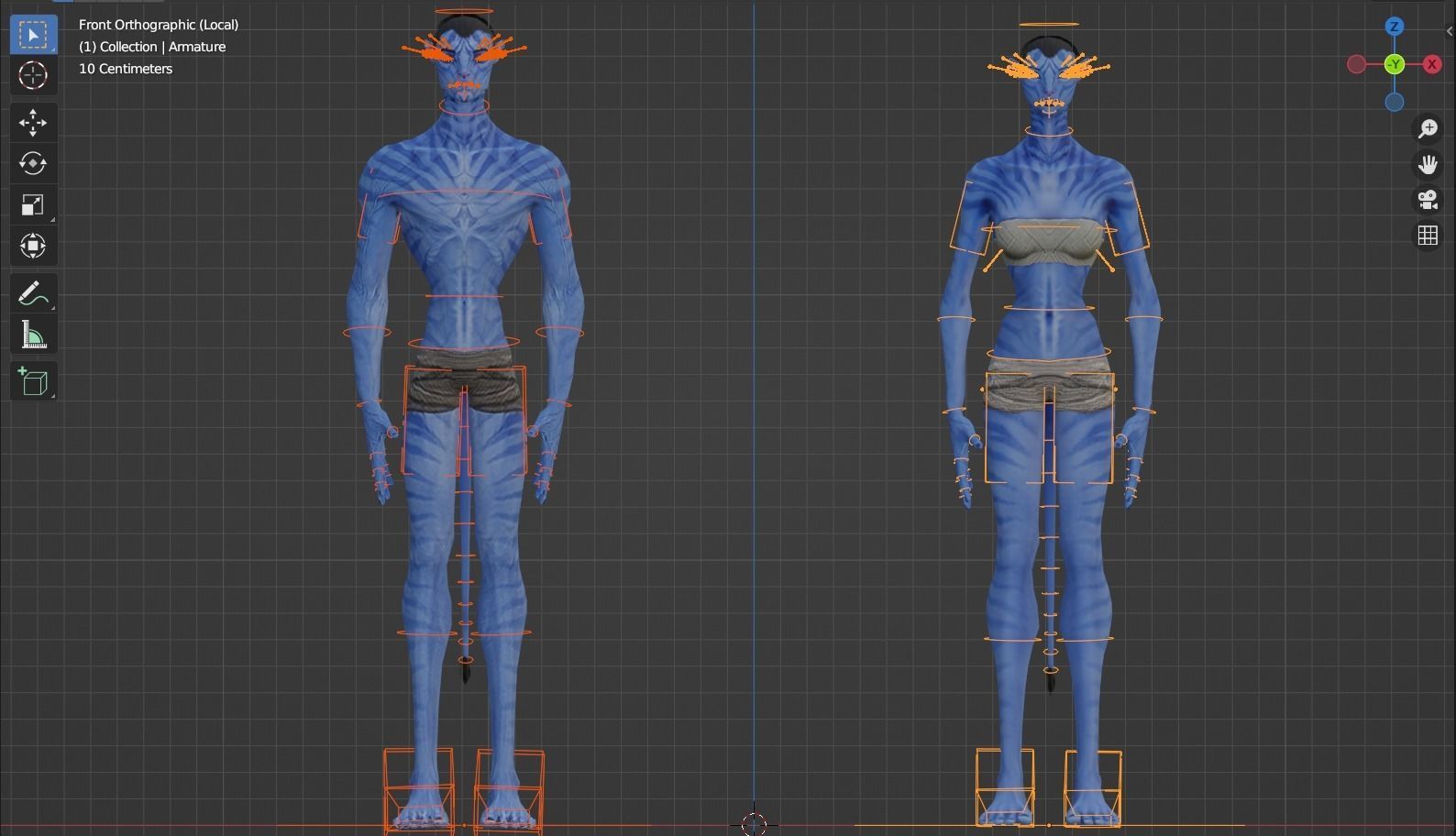 Avatar male and female character rigged 3D model_3