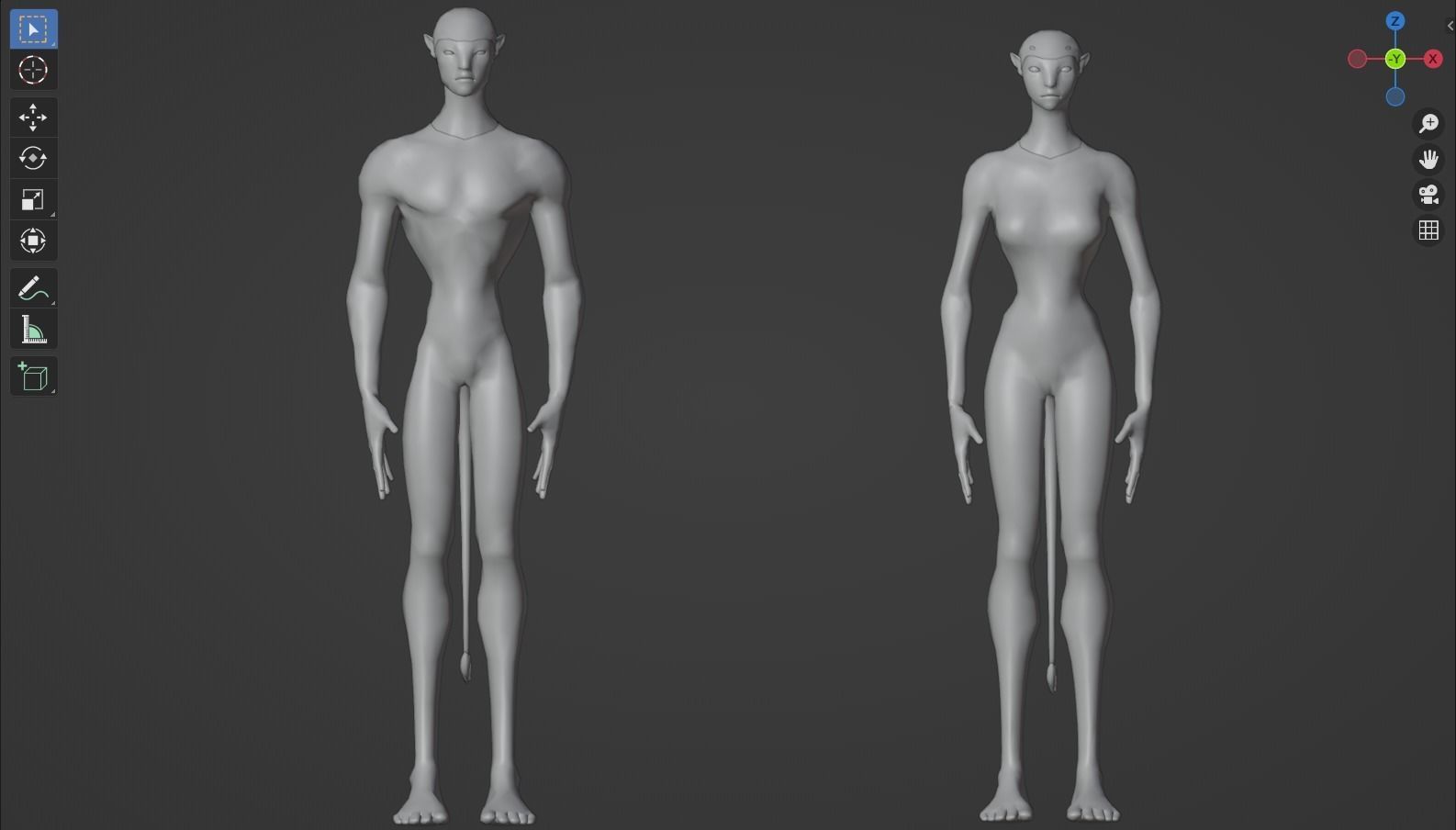 Avatar male and female character rigged 3D model_6