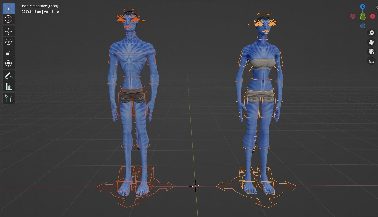 Avatar male and female character rigged 3D model_14