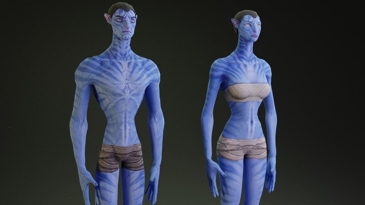 Avatar male and female character rigged 3D model_9