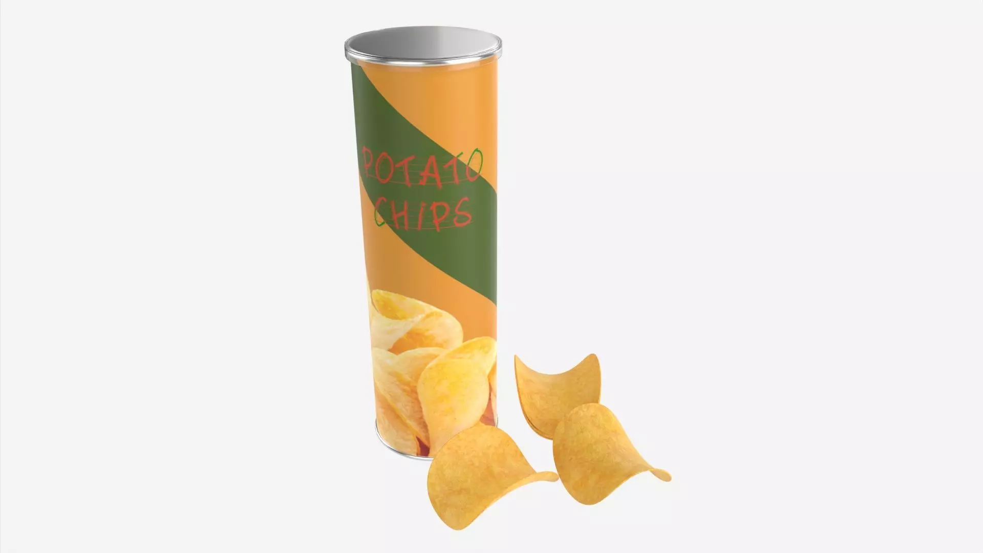 Potato chips with tube packaging 3D model