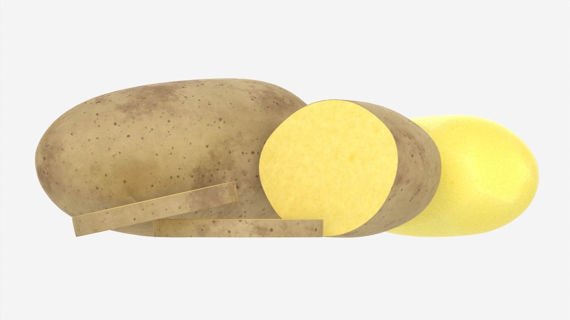 Potato whole half and slices 02 3D model_4