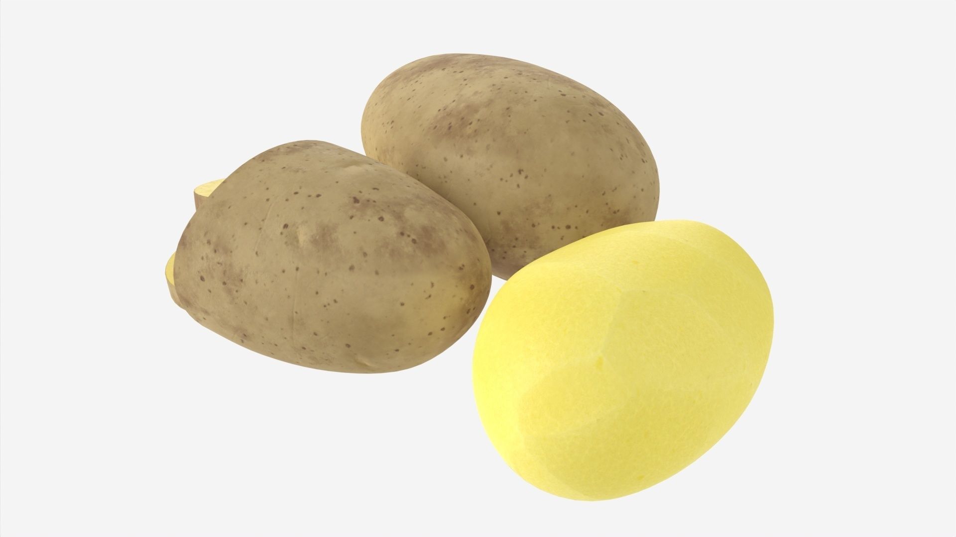 Potato whole half and slices 02 3D model_1