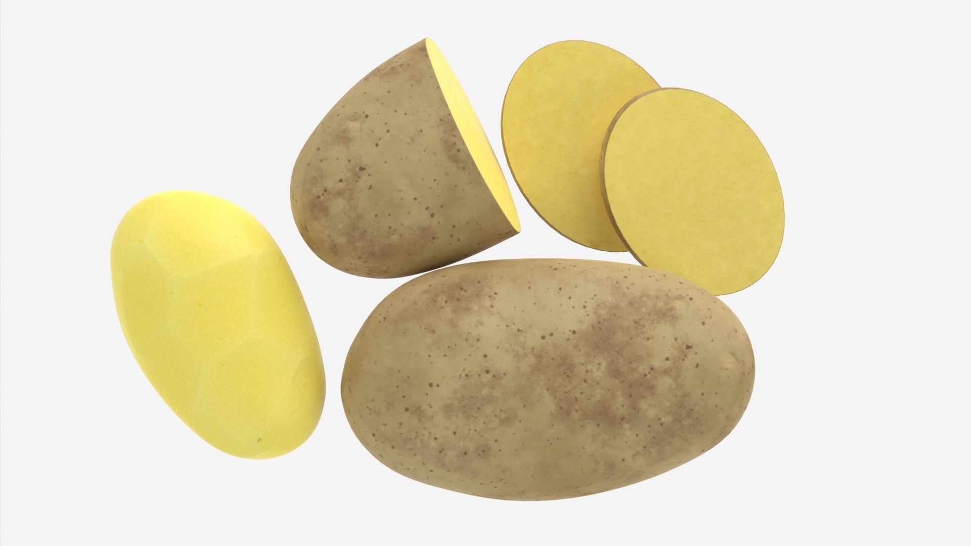 Potato whole half and slices 02 3D model_5