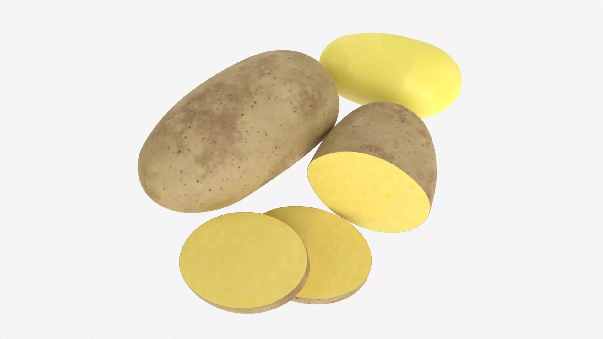 Potato whole half and slices 02 3D model_0