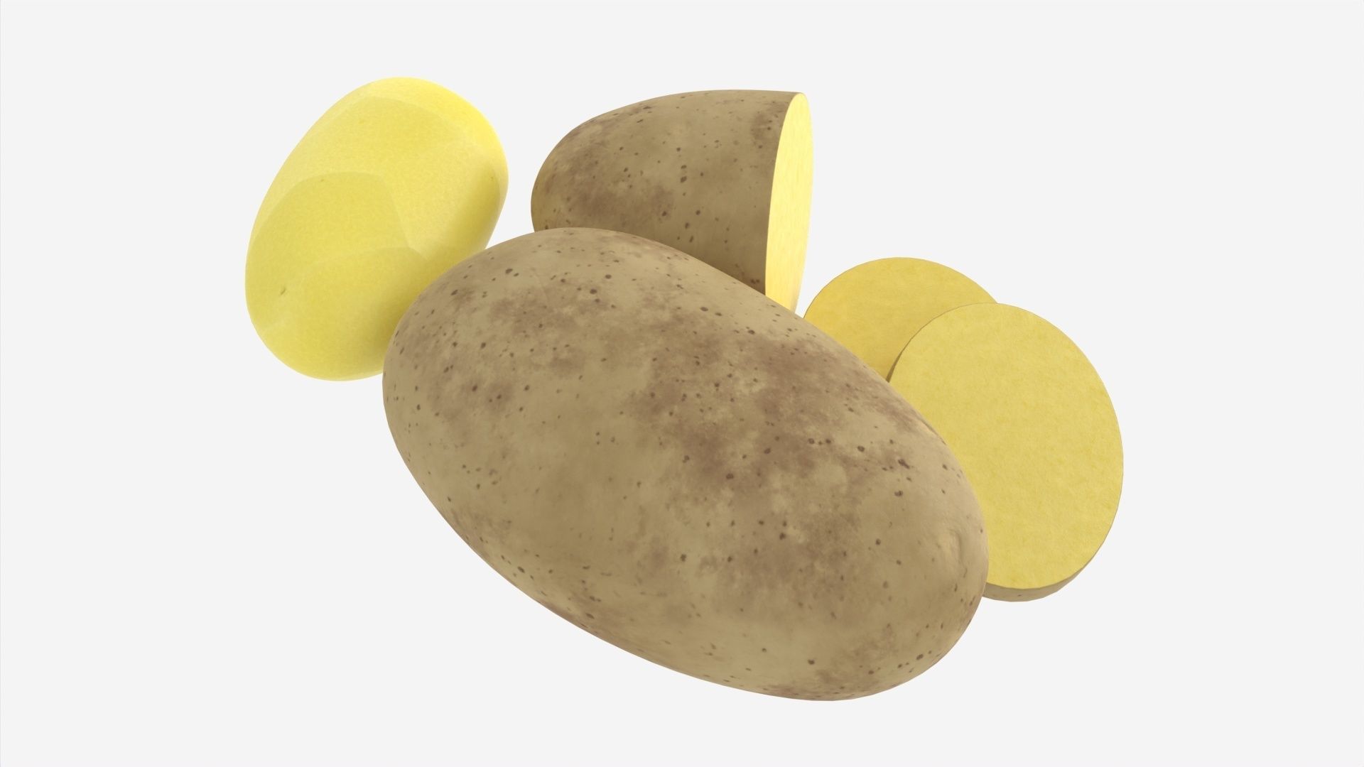 Potato whole half and slices 02 3D model_3