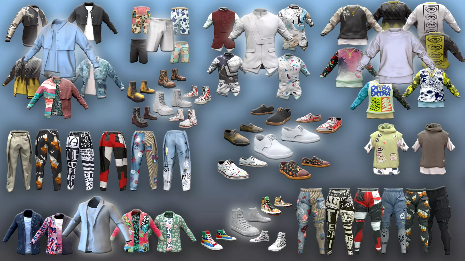 Clothing pack Low-poly 3D model_0