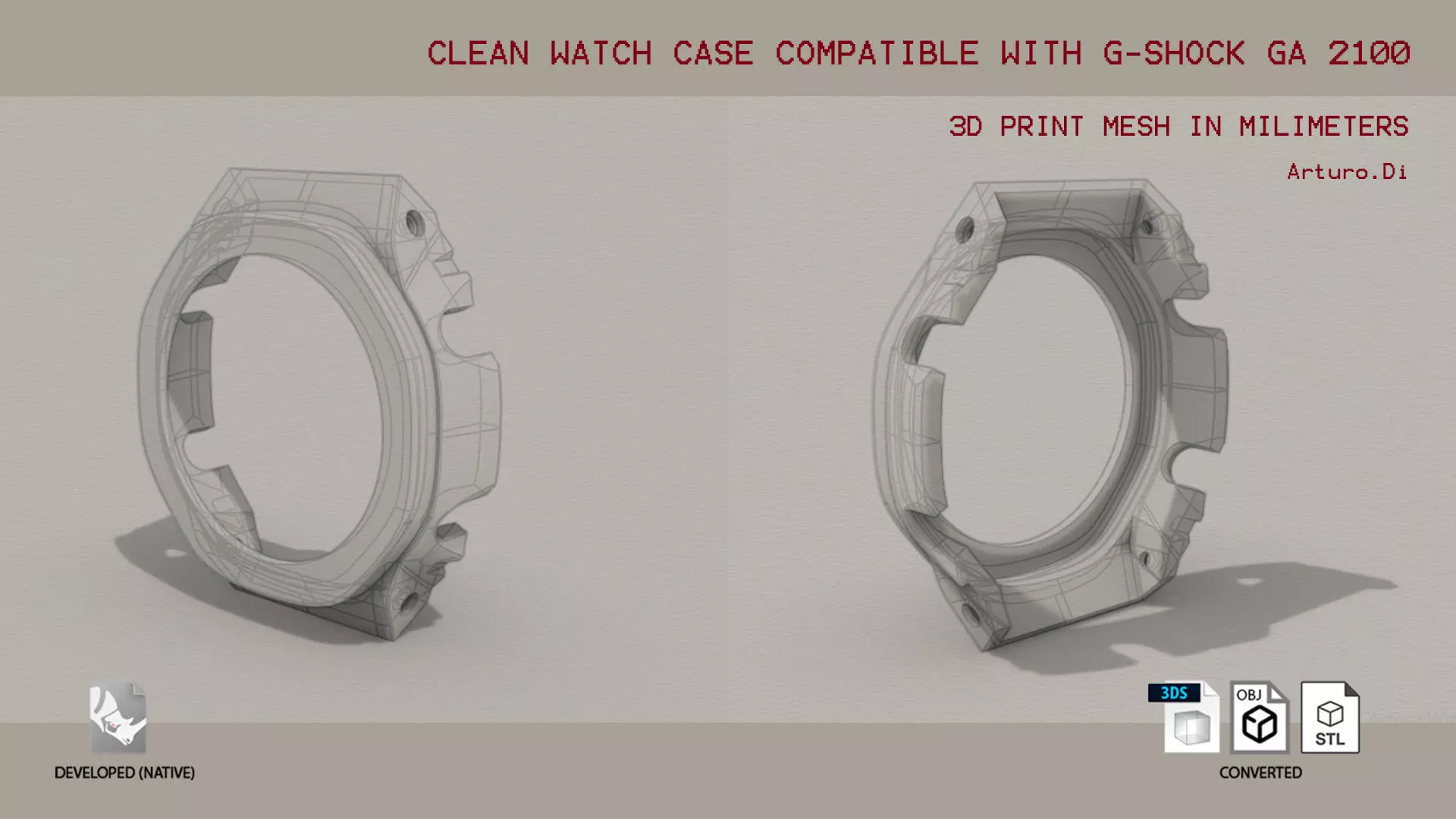 Clear Watch Case for CASIO GA-2100 3D print model_0