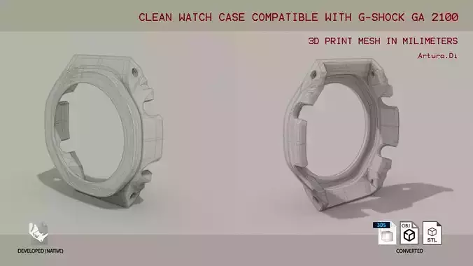 Clear Watch Case for CASIO GA-2100 3D print model
