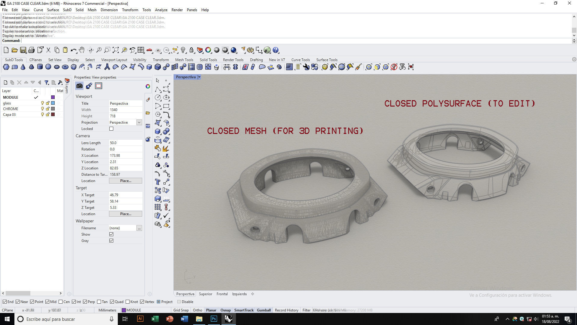 Clear Watch Case for CASIO GA-2100 3D print model_6
