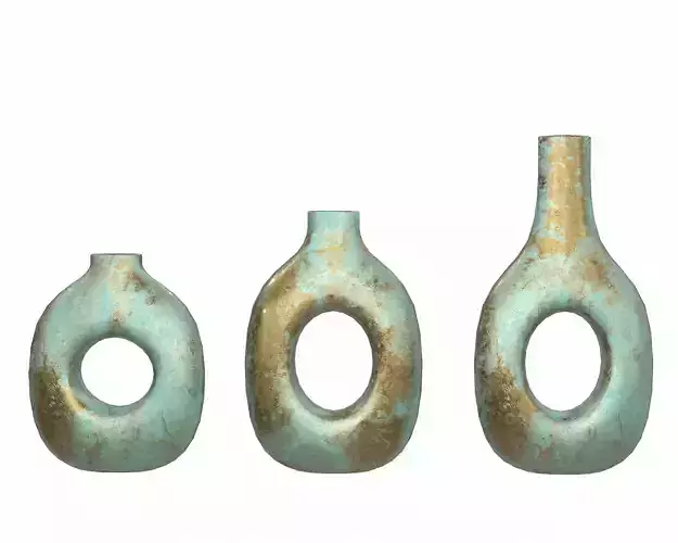 Turquoise and Gold Decor Vase Set