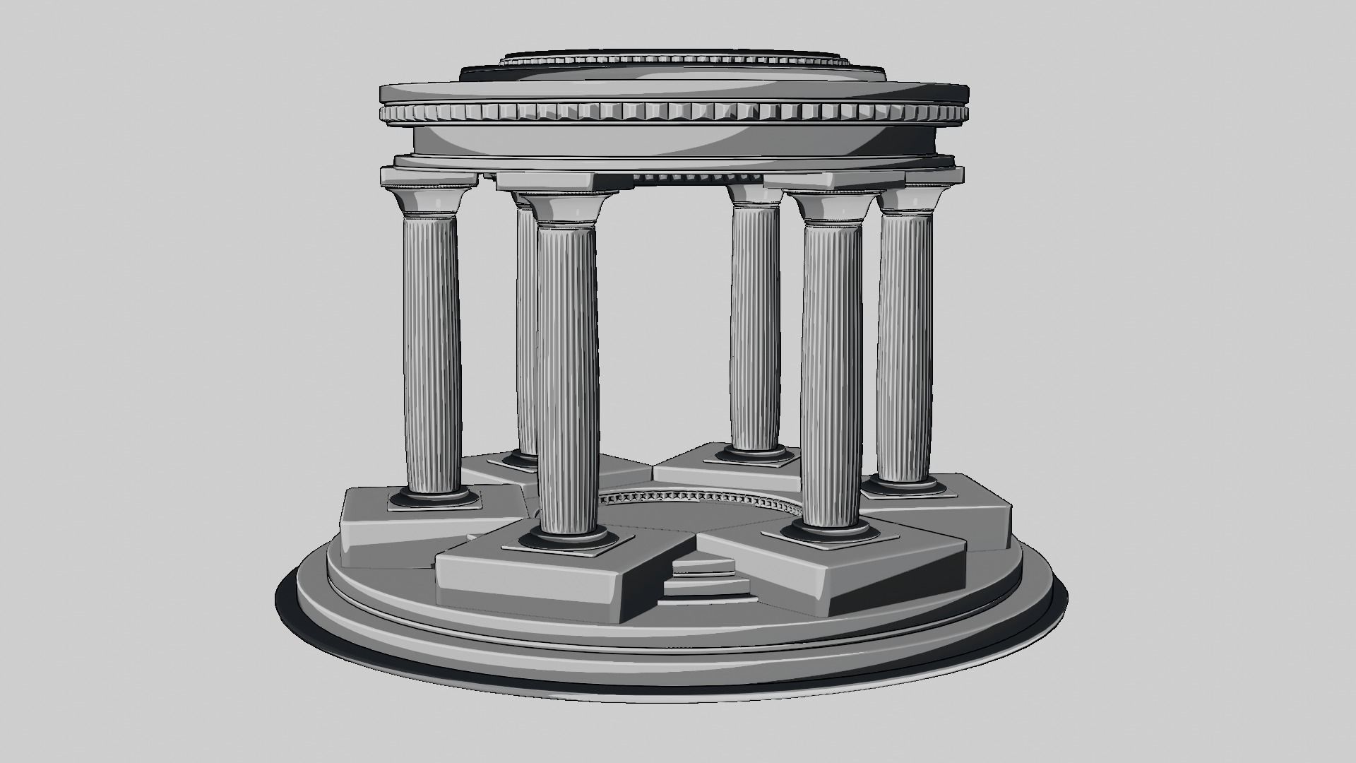 Ancient architectural ornament with doric columns KIT 3D model_9