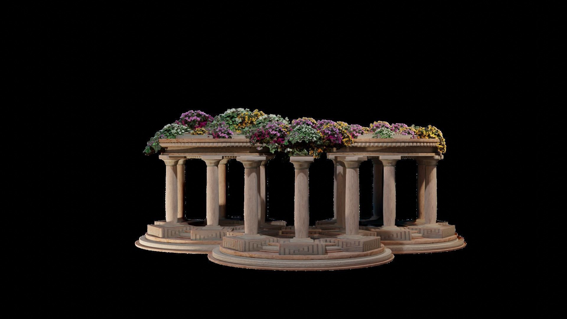 Ancient architectural ornament with doric columns KIT 3D model_3
