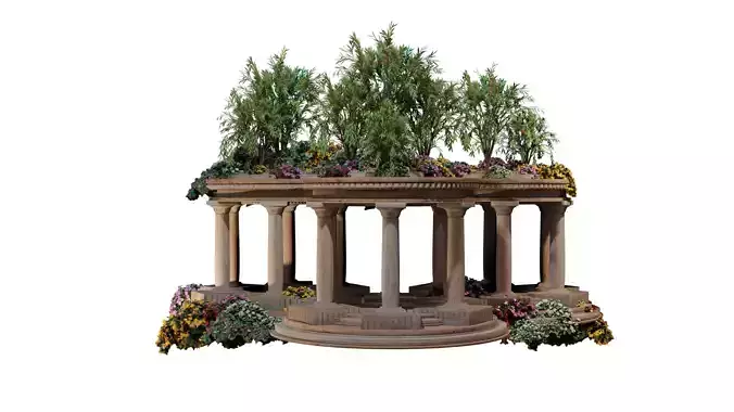 Ancient architectural ornament with doric columns KIT 3D model