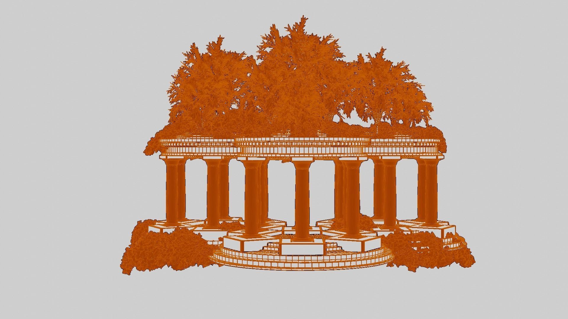 Ancient architectural ornament with doric columns KIT 3D model_13